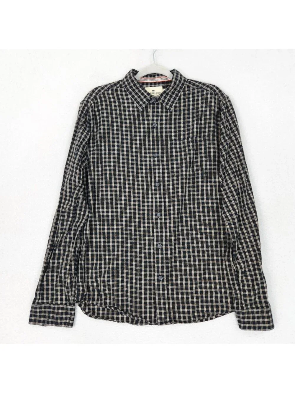 The Normal Brand Shirt Mens Medium Black Nikko Plaid Cotton Button Front Casual